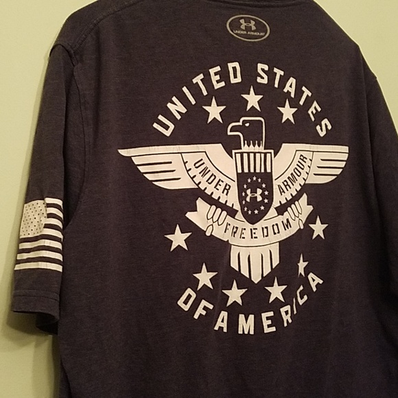 Under Armour Heat Gear USA Freedom Realtree I WILL Logo Loose T Shirt Mens M New